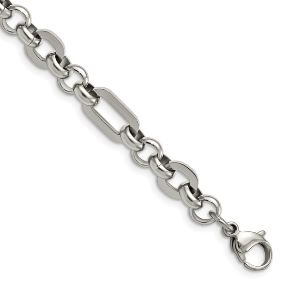 Stainless Steel Fancy Link 7.5in Bracelet