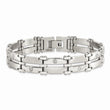 Stainless Steel w/14k White Gold Accents & Diamonds 8.5in Bracelet