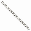 Stainless Steel w/ 14k White Gold Accents & Diamonds 8.5in Bracelet
