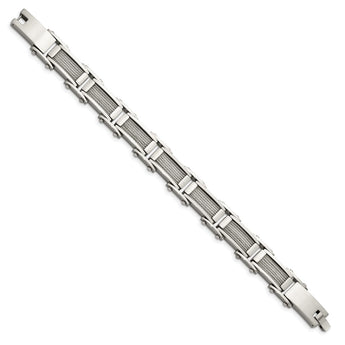 Stainless Steel Wire Brushed & Polished 8.5in Bracelet