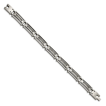 Stainless Steel Wire Brushed & Polished 9in Bracelet