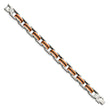 Stainless Steel Black & Orange Polyurethane 8.75in Bracelet