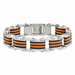 Stainless Steel Black & Orange Polyurethane 8.5in Bracelet