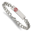 Stainless Steel Polished with Red Enamel 9.5in Medical ID Bracelet