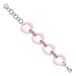 Stainless Steel Pink Ceramic Link Bracelet