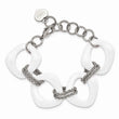 Stainless Steel White Ceramic Link Bracelet