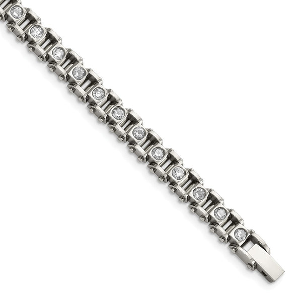 Stainless Steel CZs 7.5in Bracelet