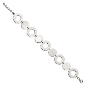 Stainless Steel Polished Circles 7.5in Bracelet