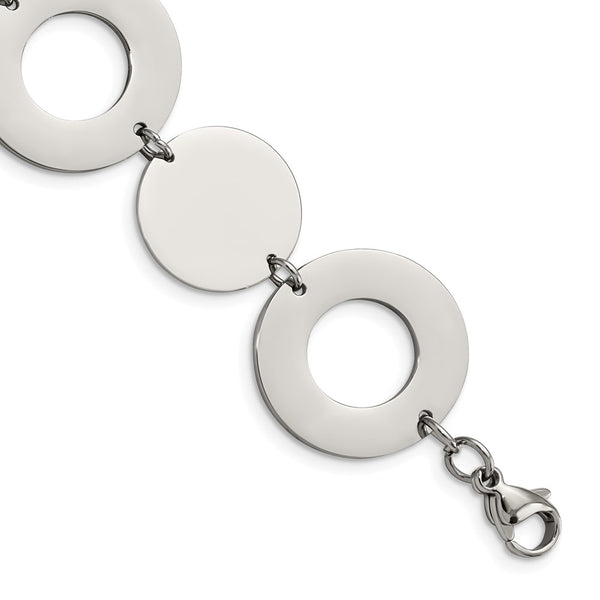 Stainless Steel Polished Circles 7.5in Bracelet