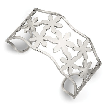 Stainless Steel Flowers Cuff Bangle