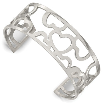 Stainless Steel Hearts Cuff Bangle