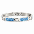 Stainless Steel Blue Enamel 7.25in Bracelet