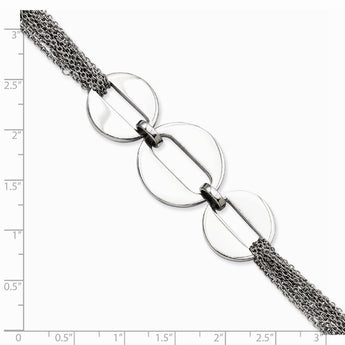 Stainless Steel Polished Circles 7.75in Toggle Bracelet