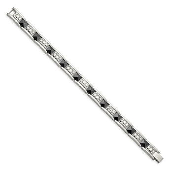 Stainless Steel Black-plated & Textured 8.5in Bracelet