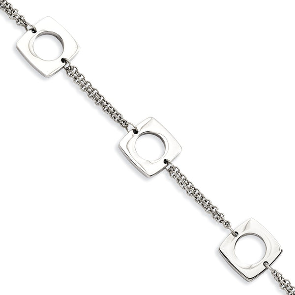 Stainless Steel Polished Squares 8in Bracelet