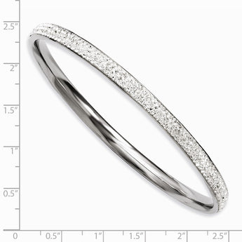 Stainless Steel Clear Crystal Rounded Bangle