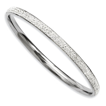 Stainless Steel Clear Crystal Rounded Bangle