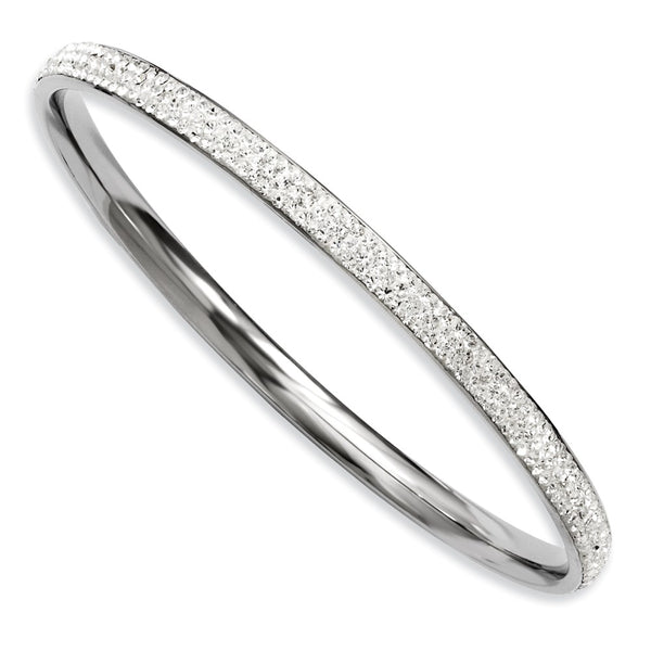 Stainless Steel Clear Crystal Rounded Bangle