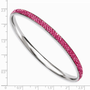Stainless Steel Pink Crystal Rounded Bangle