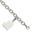 Stainless Steel Heart Charm 8in Bracelet