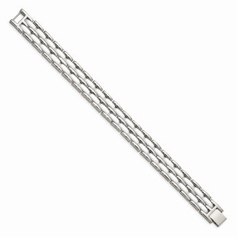 Stainless Steel Double Row White Ceramic 8.25in Bracelet