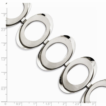 Stainless Steel Brushed & Polished Circles 7.75in w/ 1in ext Bracelet