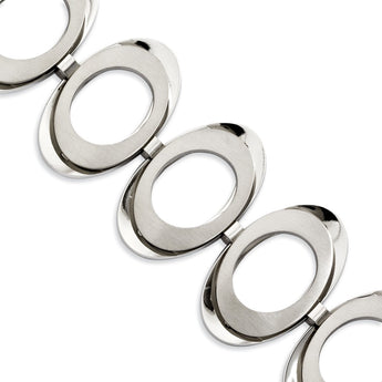 Stainless Steel Brushed & Polished Circles 7.75in w/ 1in ext Bracelet