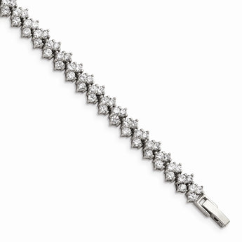 Stainless Steel Fancy CZ 7.5in Bracelet