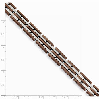 Stainless Steel Brown IP-plated & Laser Cut 8.25in Bracelet