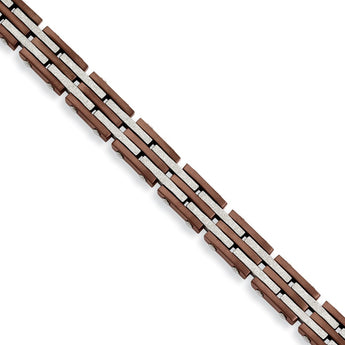 Stainless Steel Brown IP-plated & Laser Cut 8.25in Bracelet