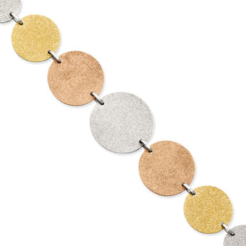 Stainless Steel Tri-Color IP-plated Discs 8in w/ext Bracelet