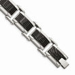 Stainless Steel Black-plated & Textured 9in Bracelet