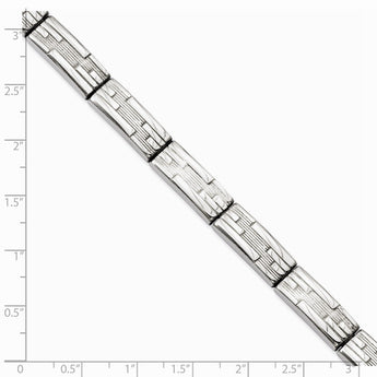 Stainless Steel Textured & Polished 8.25in Bracelet