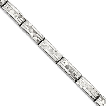 Stainless Steel Textured & Polished 8.25in Bracelet