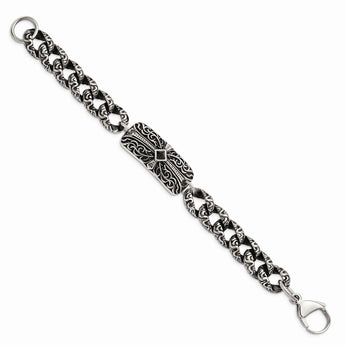 Stainless Steel Antiqued 9in Bracelet