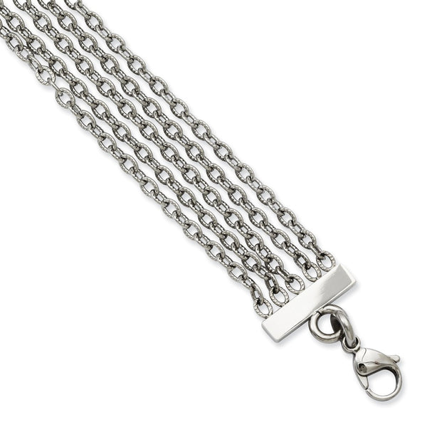 Stainless Steel Fancy Multistrand 7.5in Bracelet