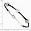 Stainless Steel CZ Stars Black IP Plated Wire 7.5in w/ext Bracelet