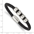 Stainless Steel Leather 8.5in Bracelet