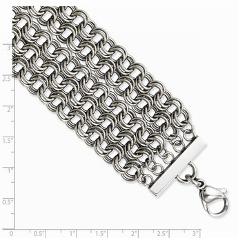 Stainless Steel Multistrand Circles 7.25in Bracelet