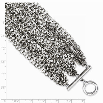 Stainless Steel Multiple Row Chain 7.5in Toggle Bracelet