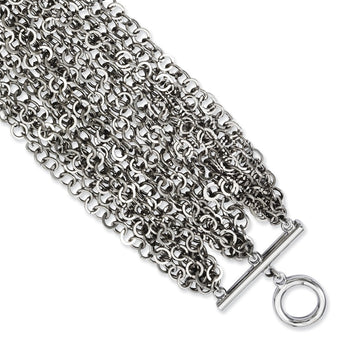 Stainless Steel Multiple Row Chain 7.5in Toggle Bracelet