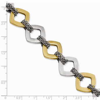 Stainless Steel Yellow IP plated & Brushed 7.5in w/ext Bracelet