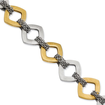 Stainless Steel Yellow IP plated & Brushed 7.5in w/ext Bracelet