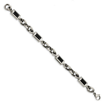 Stainless Steel Black-plated 8.5in Bracelet