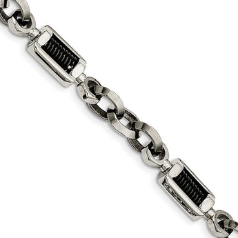 Stainless Steel Black-plated 8.5in Bracelet