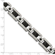 Stainless Steel Black Enamel & Black Diamonds 8.75in Bracelet
