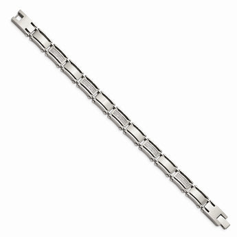 Stainless Steel Double Row Diamonds 8.5 Bracelet
