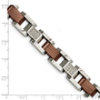Stainless Steel Brown-plated w/Diamonds 8.5in Bracelet