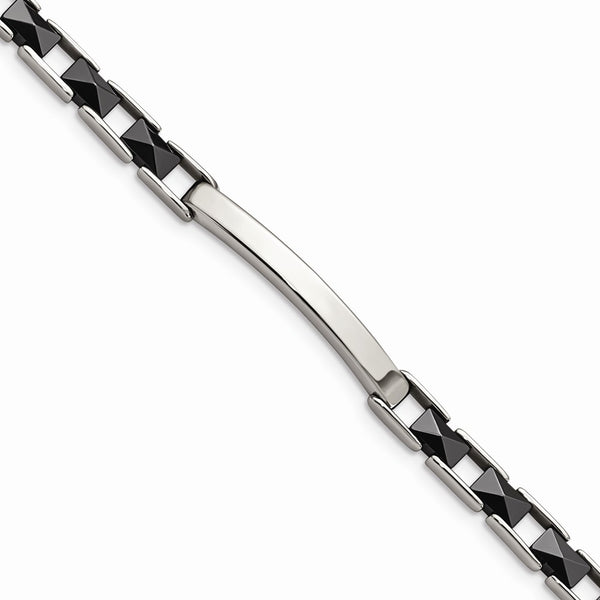 Stainless Steel & Black Ceramic 7.5in Bracelet