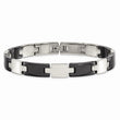 Stainless Steel & Black Ceramic 8.5in Bracelet